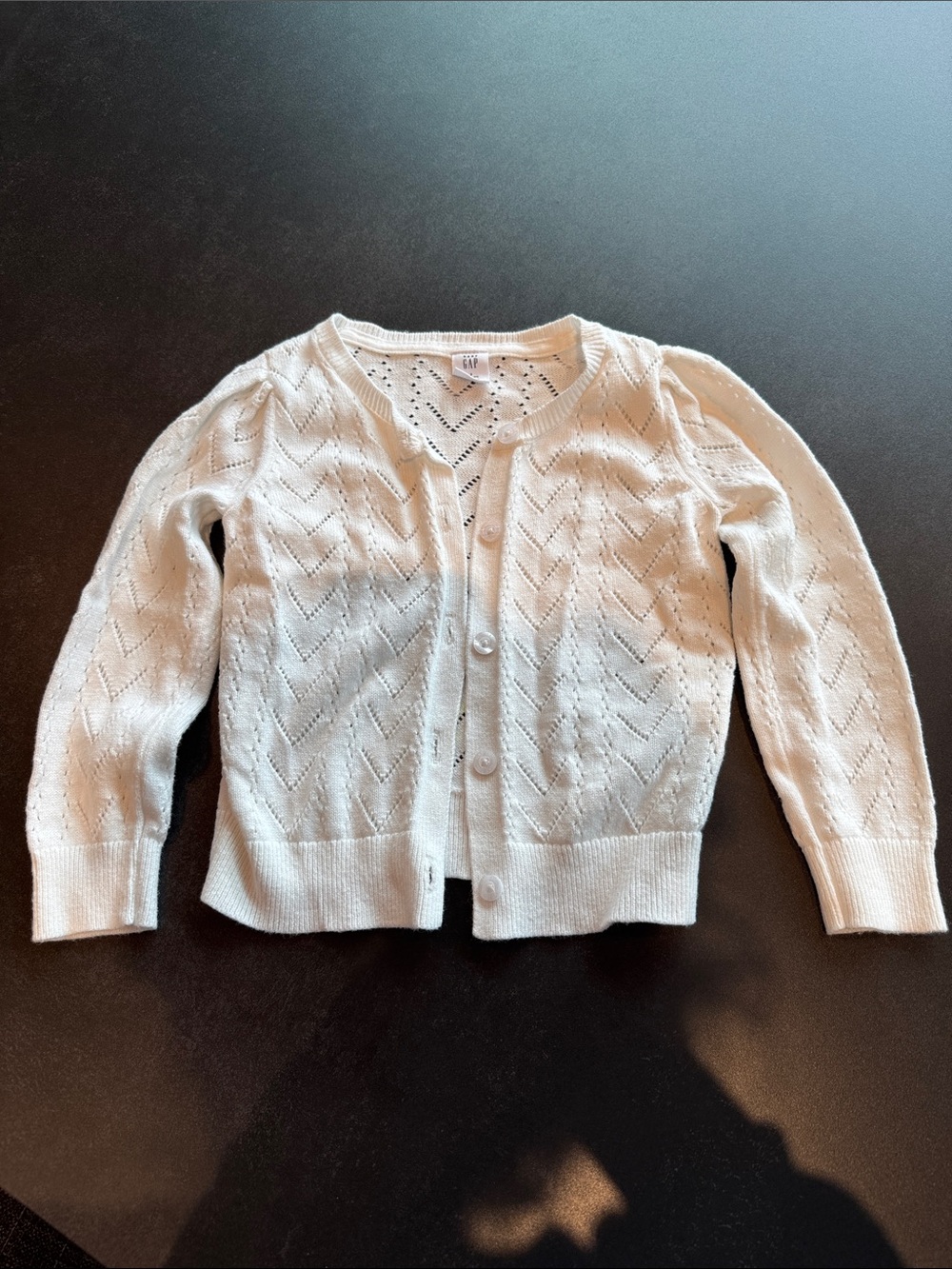 Gap White Openwork Button-Front Cardigan